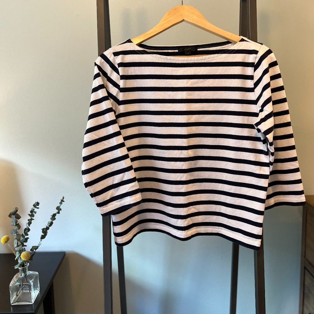 J. Crew Mariner Boatneck Top - Navy/White Stripe